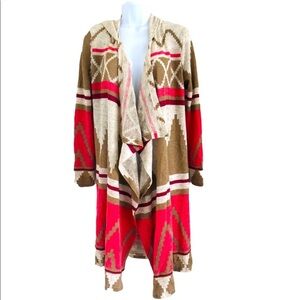 Altar’d State aztec print hooded longline cardigan S